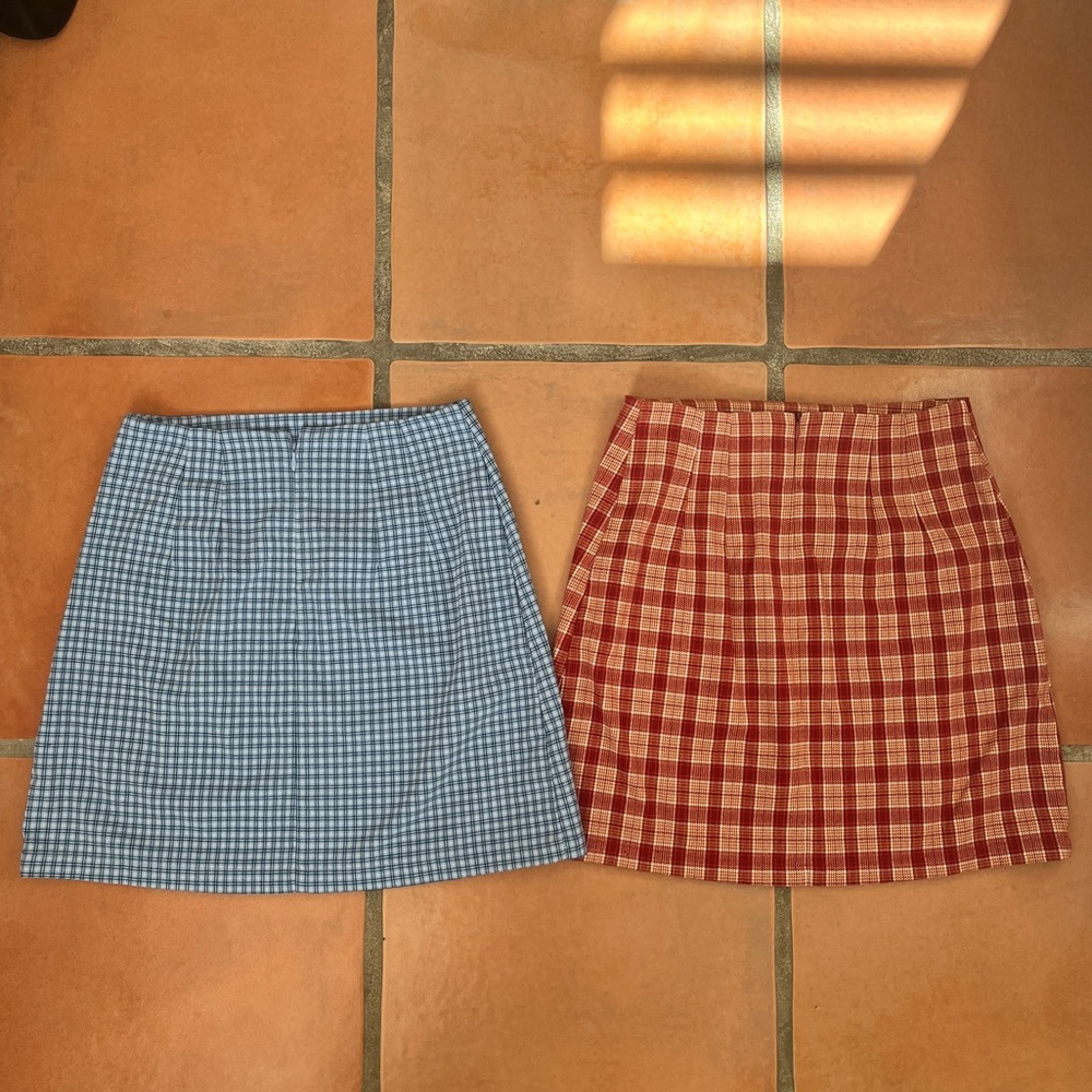 BUNDLE of 2 Brandy Melville Plaid Mini Skirts XS Preppy Fall